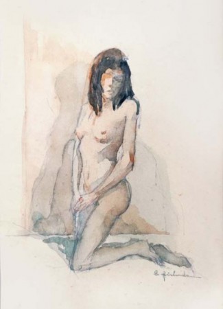 Ombre sul muro - acquerello